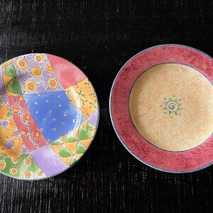 Lot of 2 Colorful 8" Plates Sweet Shoppe Sakura Dessert Salad Zipkin Sango